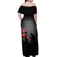 Cook Islands ANZAC Day Off Shoulder Maxi Dress Soldier Silhouette Remembrance