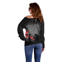 Cook Islands ANZAC Day Off Shoulder Sweater Soldier Silhouette Remembrance