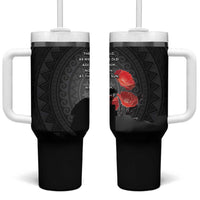 Cook Islands ANZAC Day Tumbler With Handle Soldier Silhouette Remembrance LT05 One Size: 40 oz Black - Polynesian Pride