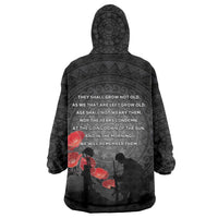 Cook Islands ANZAC Day Wearable Blanket Hoodie Soldier Silhouette Remembrance