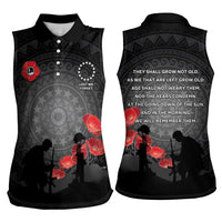 Cook Islands ANZAC Day Women Sleeveless Polo Shirt Soldier Silhouette Remembrance