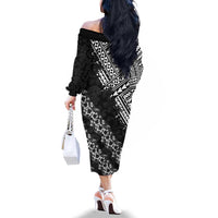 Hawaii Papakolea Born And Raised Family Matching Off The Shoulder Long Sleeve Dress and Hawaiian Shirt Hawaiian Tribal Pattern