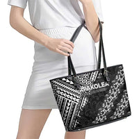 Hawaii Papakolea Born And Raised Leather Tote Bag Hawaiian Tribal Pattern