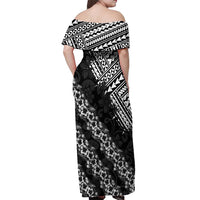 Hawaii Papakolea Born And Raised Off Shoulder Maxi Dress Hawaiian Tribal Pattern