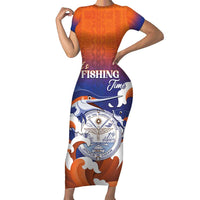 Marshall Islands Fishermen's Day Short Sleeve Bodycon Dress It's Fishing Time
