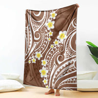 Plumeria With Brown Polynesian Tattoo Pattern Blanket