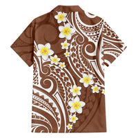 Plumeria With Brown Polynesian Tattoo Pattern Family Matching Puletasi and Hawaiian Shirt