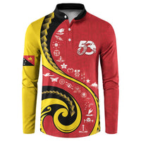 Papua New Guinea 50th Independence Anniversary Button Sweatshirt Special Style Red Version - Polynesian Pride