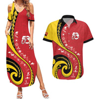 Papua New Guinea Independence Couples Matching Summer Maxi Dress and Hawaiian Shirt Special Style Red Version LT05 Red - Polynesian Pride