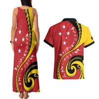 Papua New Guinea Independence Couples Matching Tank Maxi Dress and Hawaiian Shirt Special Style Red Version LT05 - Polynesian Pride