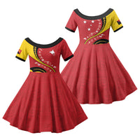Papua New Guinea Independence Family Matching Mermaid Dress and Hawaiian Shirt Special Style Red Version LT05 Daughter's Dress Red - Polynesian Pride