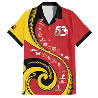 Papua New Guinea Independence Family Matching Off Shoulder Short Dress and Hawaiian Shirt Special Style Red Version LT05 Dad's Shirt - Short Sleeve Red - Polynesian Pride