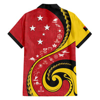 Papua New Guinea Independence Family Matching Off Shoulder Short Dress and Hawaiian Shirt Special Style Red Version LT05 Dad's Shirt - Long Sleeve Red - Polynesian Pride