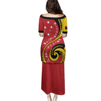 Papua New Guinea 50th Independence Anniversary Family Matching Puletasi and Hawaiian Shirt Special Style Red Version - Polynesian Pride