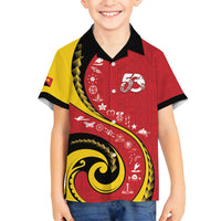Papua New Guinea 50th Independence Anniversary Family Matching Puletasi and Hawaiian Shirt Special Style Red Version - Polynesian Pride