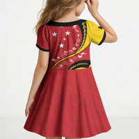 Papua New Guinea Independence Kid Short Sleeve Dress Special Style Red Version LT05 - Polynesian Pride