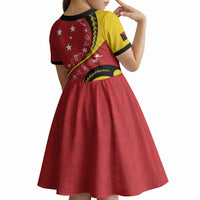 Papua New Guinea Independence Kid Short Sleeve Dress Special Style Red Version LT05 - Polynesian Pride