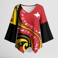 Papua New Guinea Independence Kimono Sleeve Blouse Special Style Red Version LT05 Female Red - Polynesian Pride