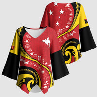 Papua New Guinea Independence Kimono Sleeve Blouse Special Style Red Version LT05 - Polynesian Pride