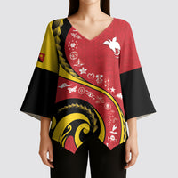 Papua New Guinea Independence Kimono Sleeve Blouse Special Style Red Version LT05 - Polynesian Pride