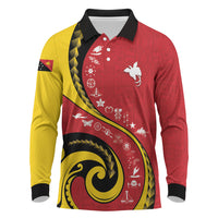 Papua New Guinea Independence Long Sleeve Polo Shirt Special Style Red Version LT05 Red - Polynesian Pride
