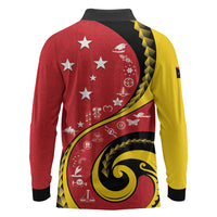 Papua New Guinea Independence Long Sleeve Polo Shirt Special Style Red Version LT05 - Polynesian Pride