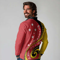 Papua New Guinea 50th Independence Anniversary Long Sleeve Polo Shirt Special Style Red Version - Polynesian Pride