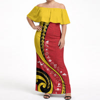 Papua New Guinea Independence Off Shoulder Maxi Dress Special Style Red Version LT05 Women Red - Polynesian Pride