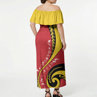 Papua New Guinea Independence Off Shoulder Maxi Dress Special Style Red Version LT05 - Polynesian Pride
