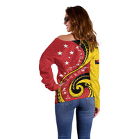 Papua New Guinea Independence Off Shoulder Sweater Special Style Red Version LT05 - Polynesian Pride