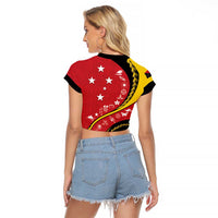 Papua New Guinea 50th Independence Anniversary Raglan Cropped T Shirt Special Style Red Version - Polynesian Pride