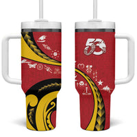 Papua New Guinea Independence Tumbler With Handle Special Style Red Version LT05 One Size: 40 oz Red - Polynesian Pride