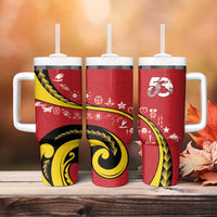 Papua New Guinea Independence Tumbler With Handle Special Style Red Version LT05 - Polynesian Pride