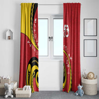 Papua New Guinea 50th Independence Anniversary Window Curtain Special Style Red Version - Polynesian Pride