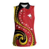 Papua New Guinea Independence Women Sleeveless Polo Shirt Special Style Red Version LT05 Female Red - Polynesian Pride