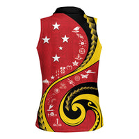 Papua New Guinea Independence Women Sleeveless Polo Shirt Special Style Red Version LT05 - Polynesian Pride