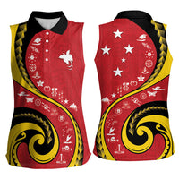 Papua New Guinea Independence Women Sleeveless Polo Shirt Special Style Red Version LT05 - Polynesian Pride