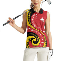 Papua New Guinea Independence Women Sleeveless Polo Shirt Special Style Red Version LT05 - Polynesian Pride