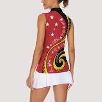 Papua New Guinea Independence Women Sleeveless Polo Shirt Special Style Red Version LT05 - Polynesian Pride