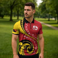 Papua New Guinea Independence Zipper Polo Shirt Special Style Red Version LT05 - Polynesian Pride