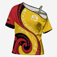 Papua New Guinea Independence Cross Shoulder Shirt Special Style Yellow Version LT05 Female Yellow - Polynesian Pride