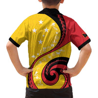 Papua New Guinea 50th Independence Anniversary Family Matching Long Sleeve Bodycon Dress and Hawaiian Shirt Special Style Yellow Version - Polynesian Pride