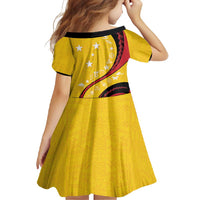 Papua New Guinea 50th Independence Anniversary Family Matching Off Shoulder Maxi Dress and Hawaiian Shirt Special Style Yellow Version - Polynesian Pride