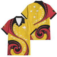 Papua New Guinea Independence Family Matching Off Shoulder Short Dress and Hawaiian Shirt Special Style Yellow Version LT05 Dad's Shirt - Short Sleeve Yellow - Polynesian Pride
