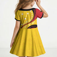 Papua New Guinea Independence Kid Short Sleeve Dress Special Style Yellow Version LT05 - Polynesian Pride