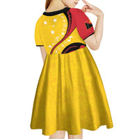 Papua New Guinea Independence Kid Short Sleeve Dress Special Style Yellow Version LT05 - Polynesian Pride
