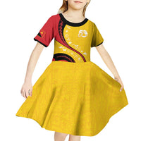 Papua New Guinea Independence Kid Short Sleeve Dress Special Style Yellow Version LT05 - Polynesian Pride