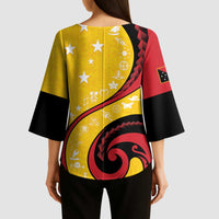 Papua New Guinea 50th Independence Anniversary Kimono Sleeve Blouse Special Style Yellow Version - Polynesian Pride
