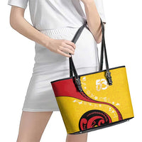 Papua New Guinea Independence Leather Tote Bag Special Style Yellow Version LT05 - Polynesian Pride