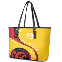 Papua New Guinea Independence Leather Tote Bag Special Style Yellow Version LT05 - Polynesian Pride